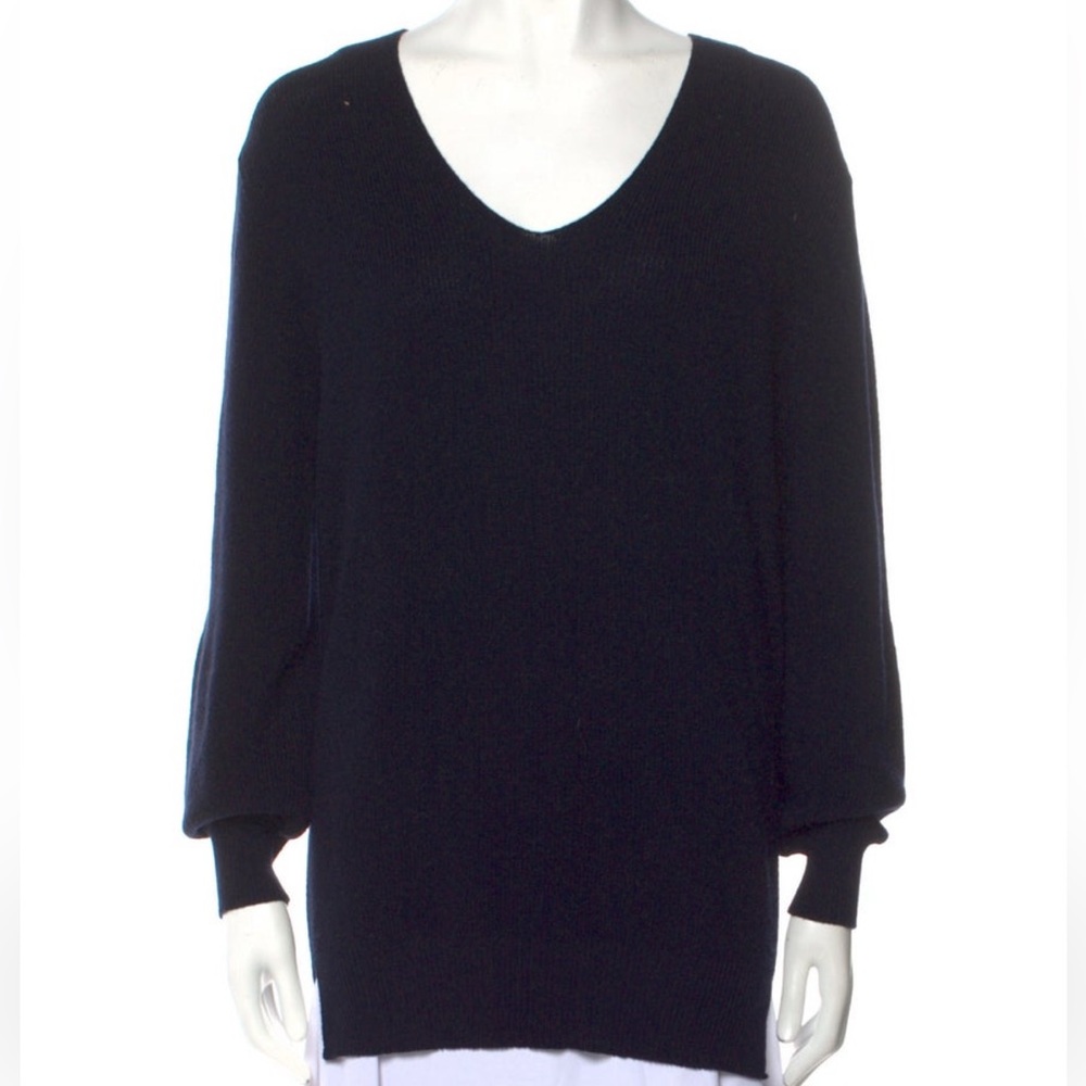 Max Mara Weekend Women’s Small Blue 100% Virgin Wool V-Neck Sweater Pullover